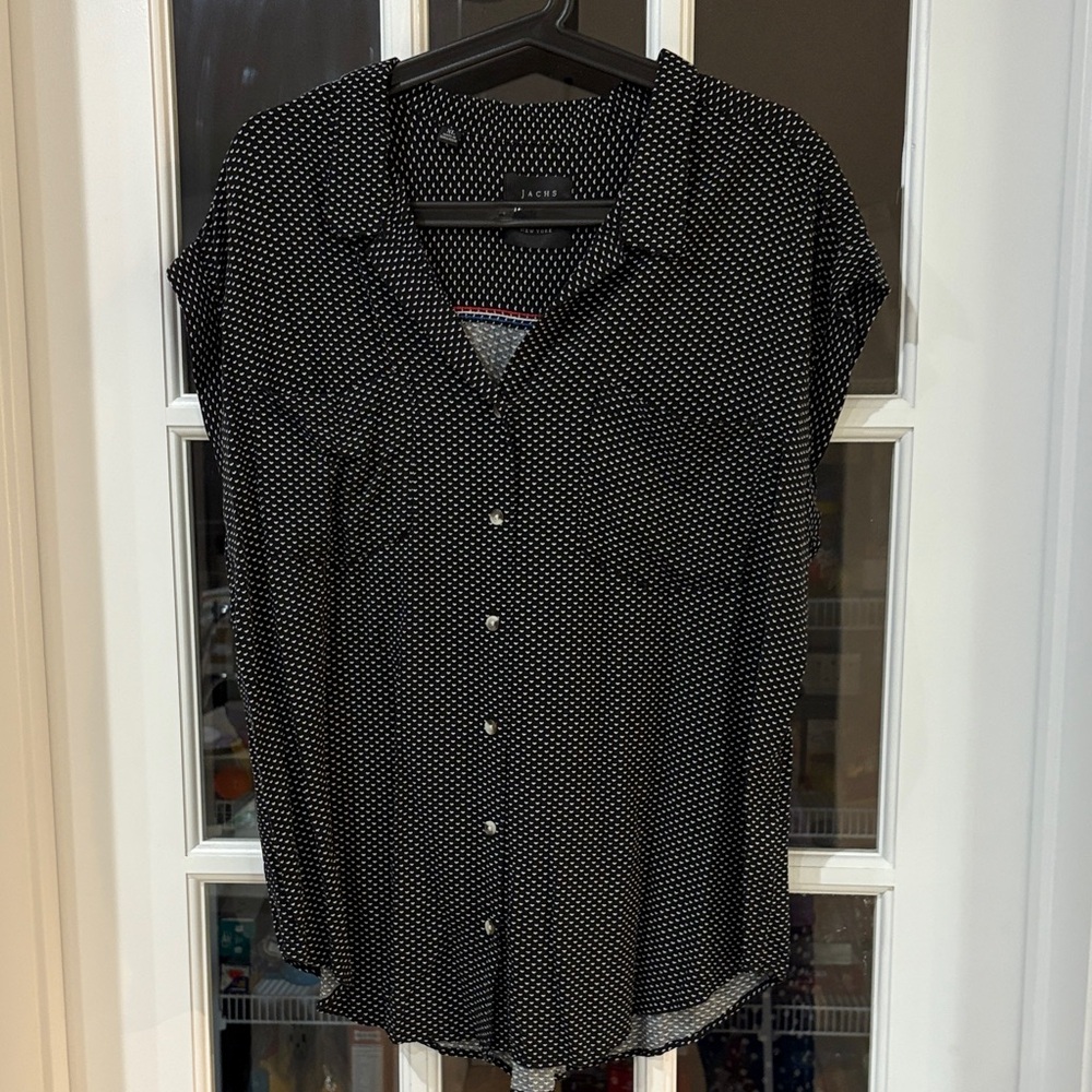 JACHS Girlfriend Black and White Polka Dot Blouse